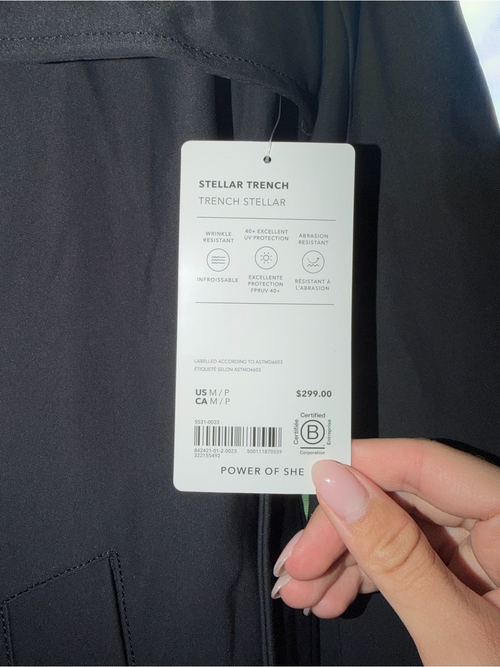 Athleta Black Long Trench Coat - Picture 3 of 3